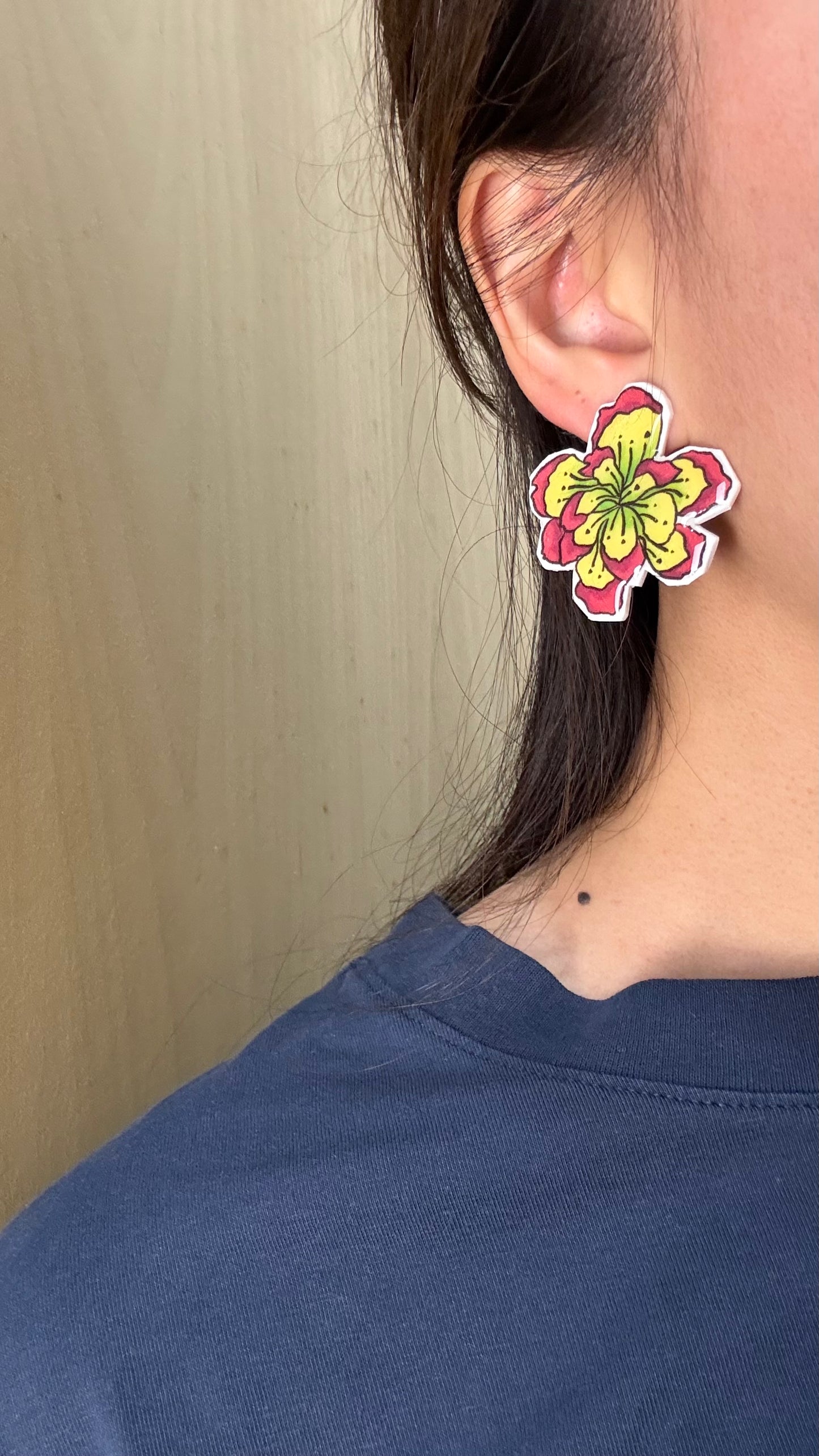 Batik Hibiscus Statement Earring