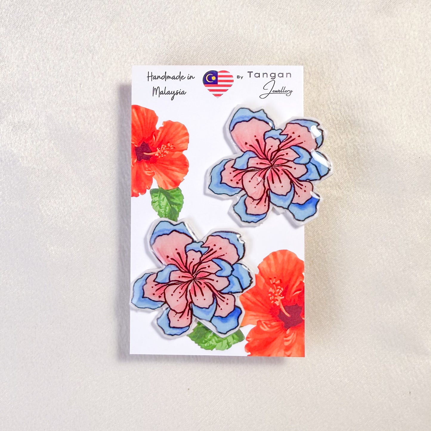 Batik Hibiscus Statement Earring