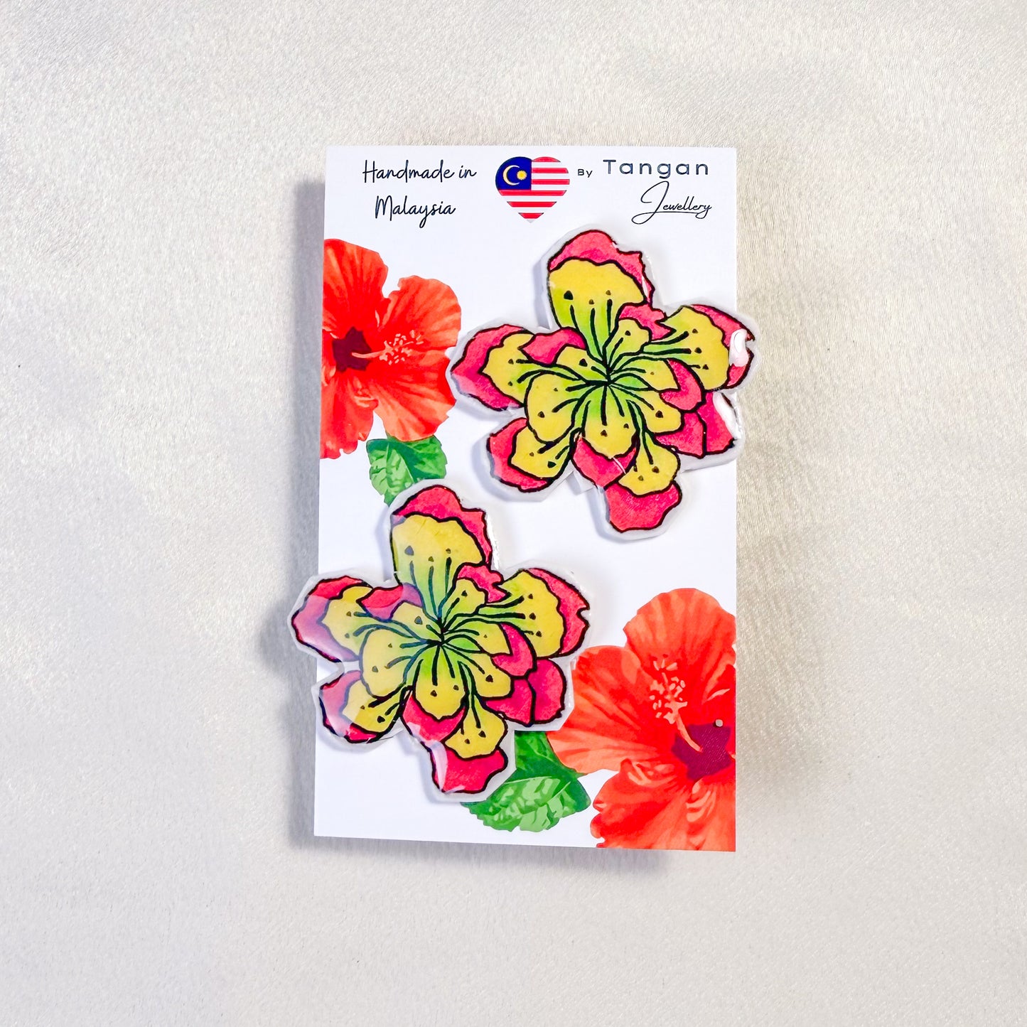 Batik Hibiscus Statement Earring