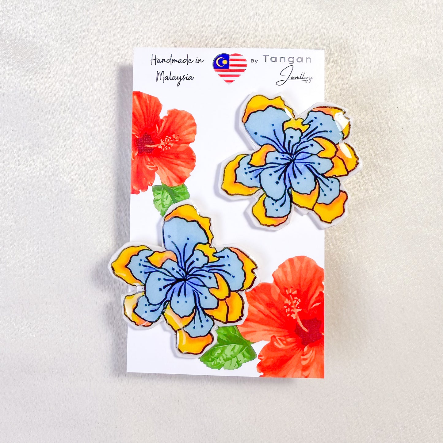 Batik Hibiscus Statement Earring