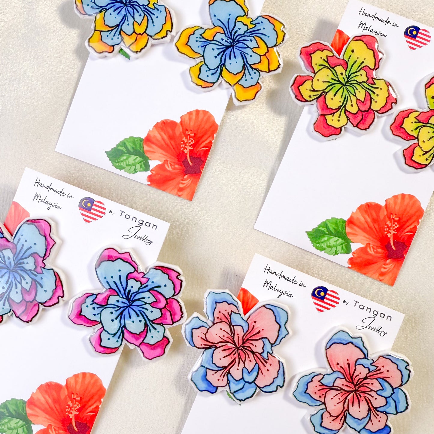 Batik Hibiscus Statement Earring