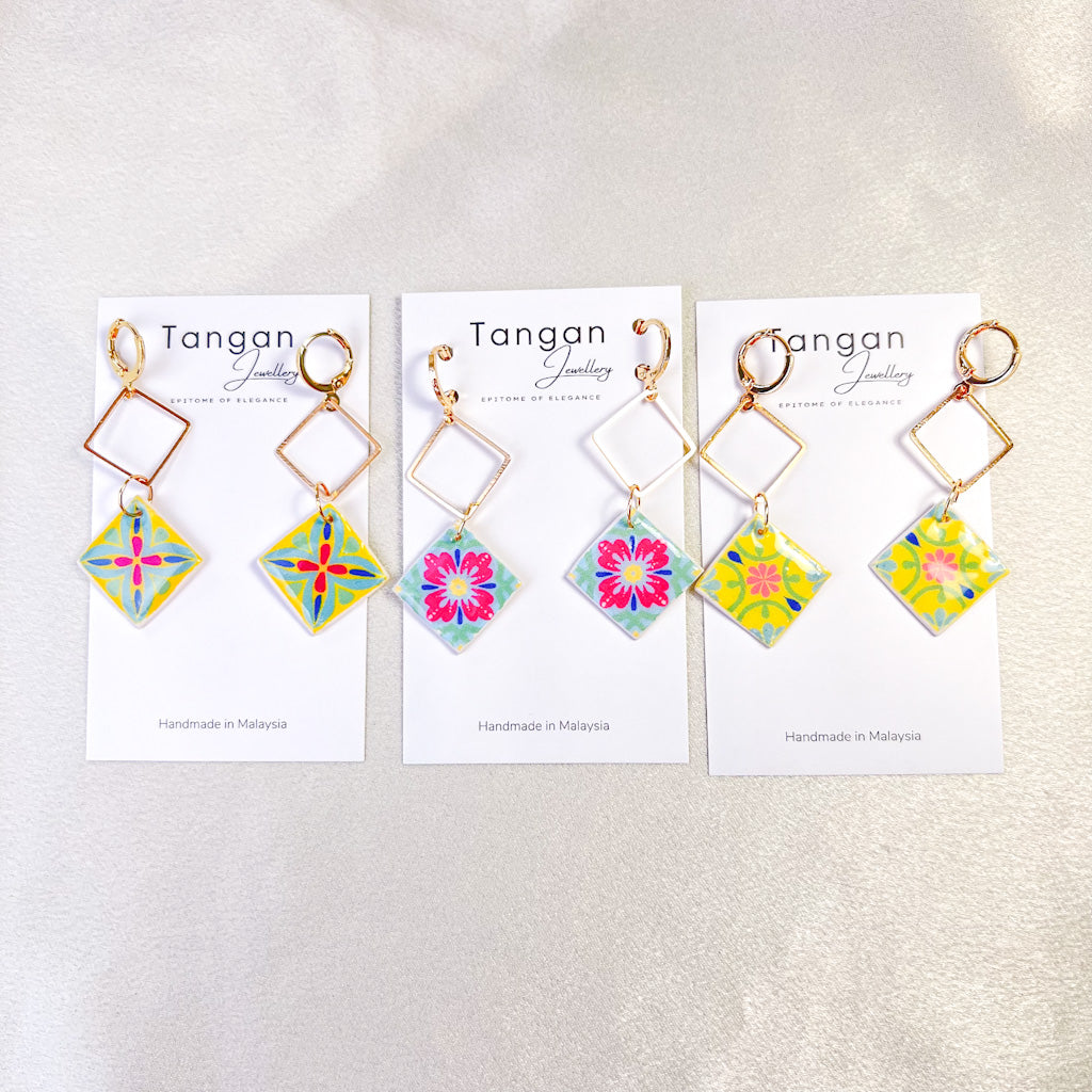 Peranakan Tile Hoop Earring