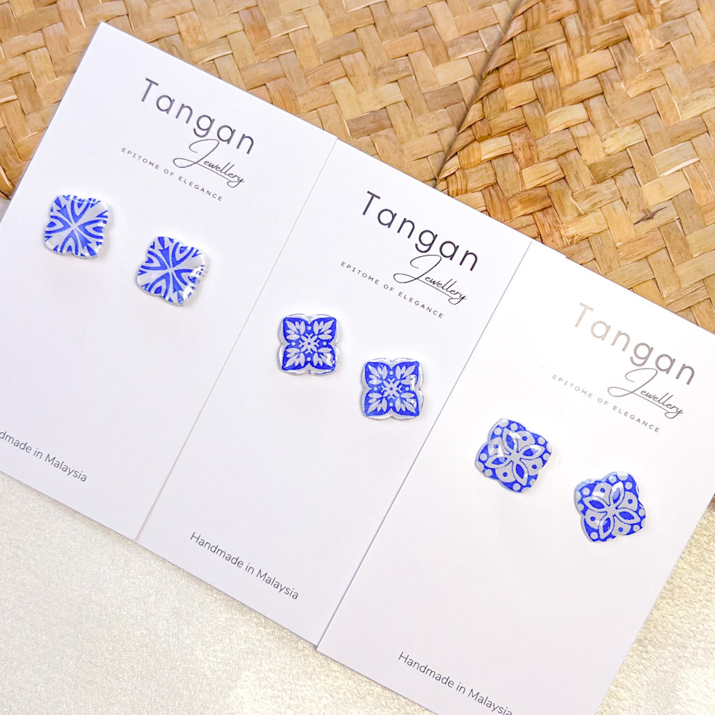 Petite Chinoiserie Peranakan Tile Stud