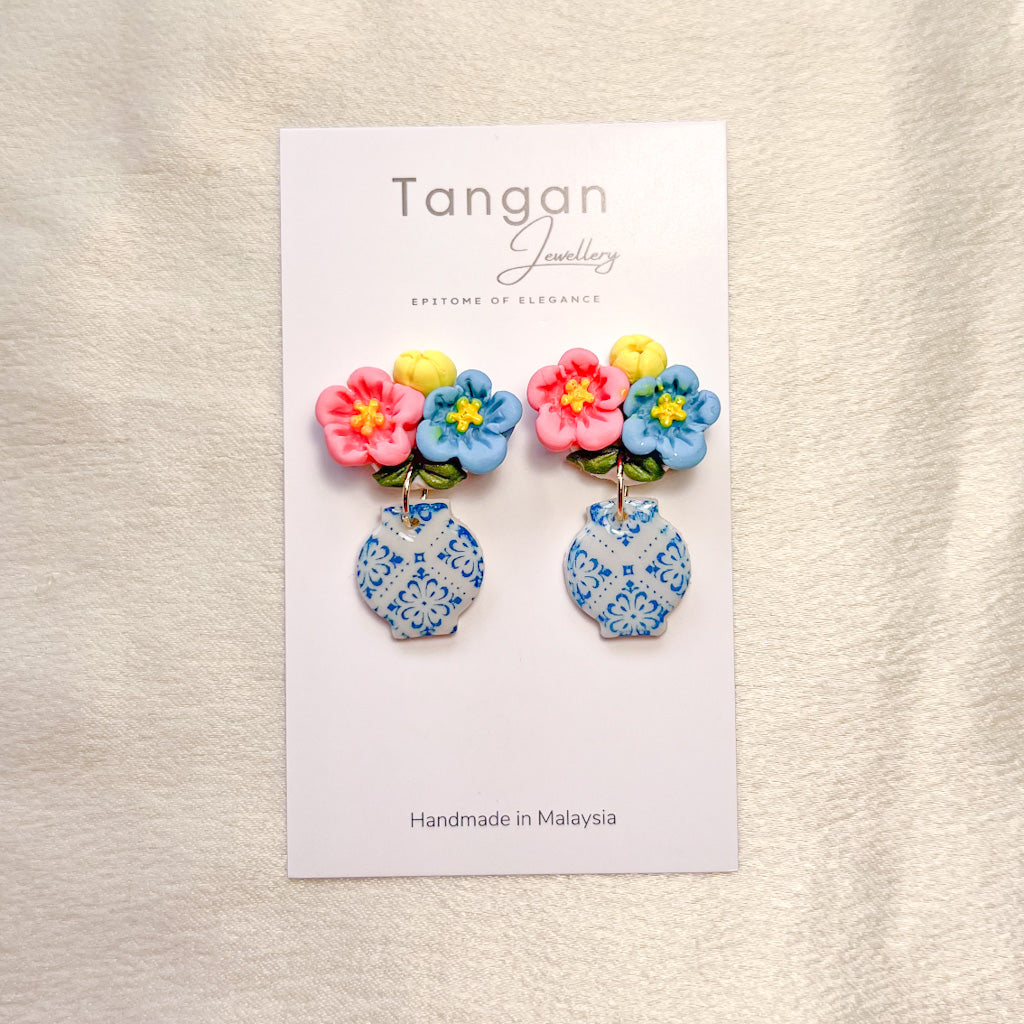 Dainty Nyonya Peranakan Floral Vases Earring