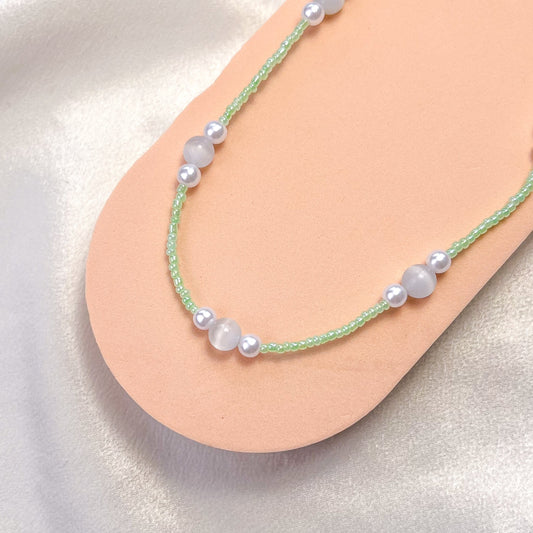 Pastel green beaded necklace