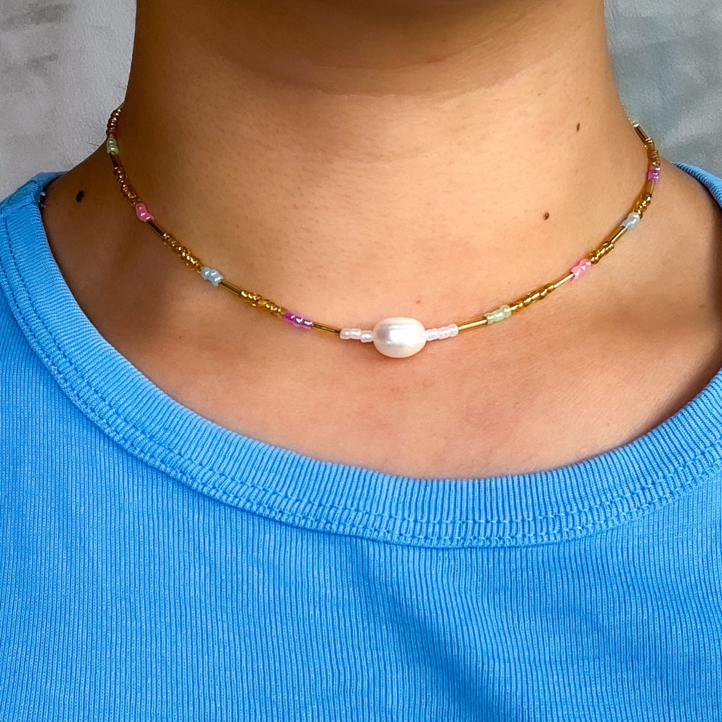 Y2K Pearl Pastel Beaded Necklace