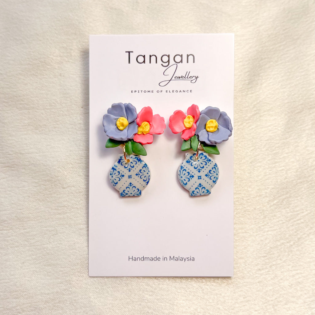 Dainty Nyonya Peranakan Floral Vases Earring