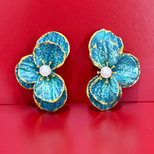 Blue Dreams Flower Stud Earring