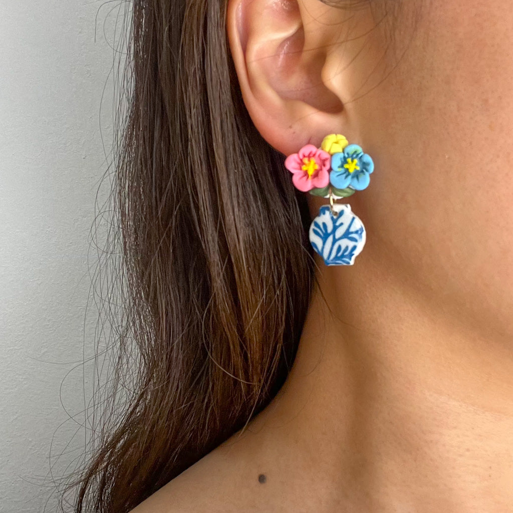 Dainty Nyonya Peranakan Floral Vases Earring