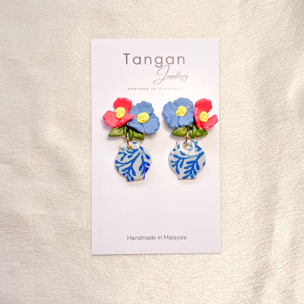 Dainty Nyonya Peranakan Floral Vases Earring