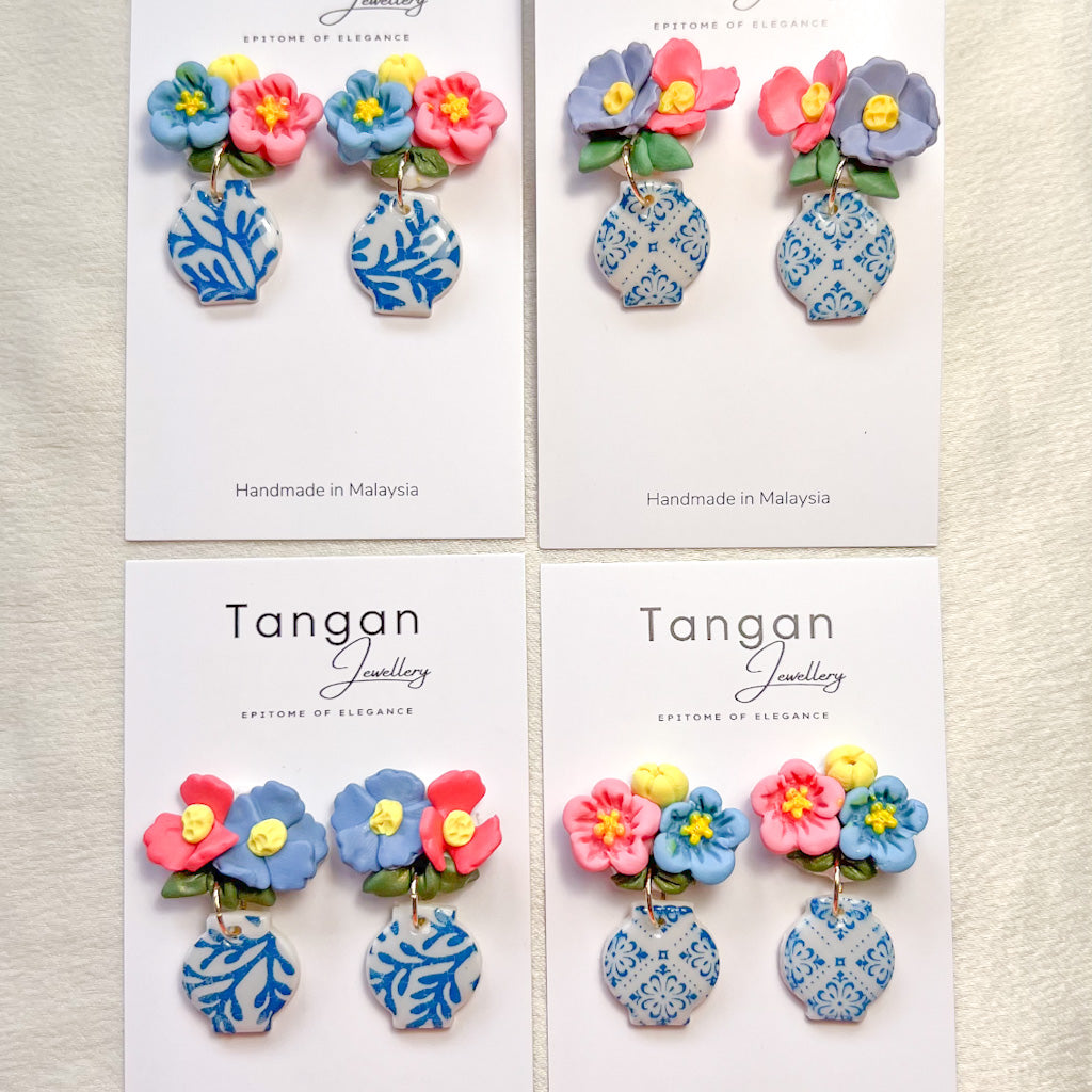 Dainty Nyonya Peranakan Floral Vases Earring