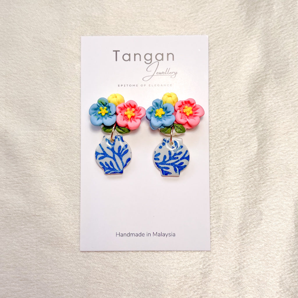 Dainty Nyonya Peranakan Floral Vases Earring