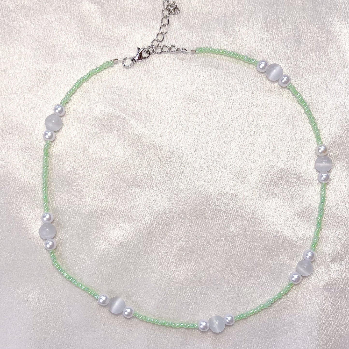 Pastel green beaded necklace