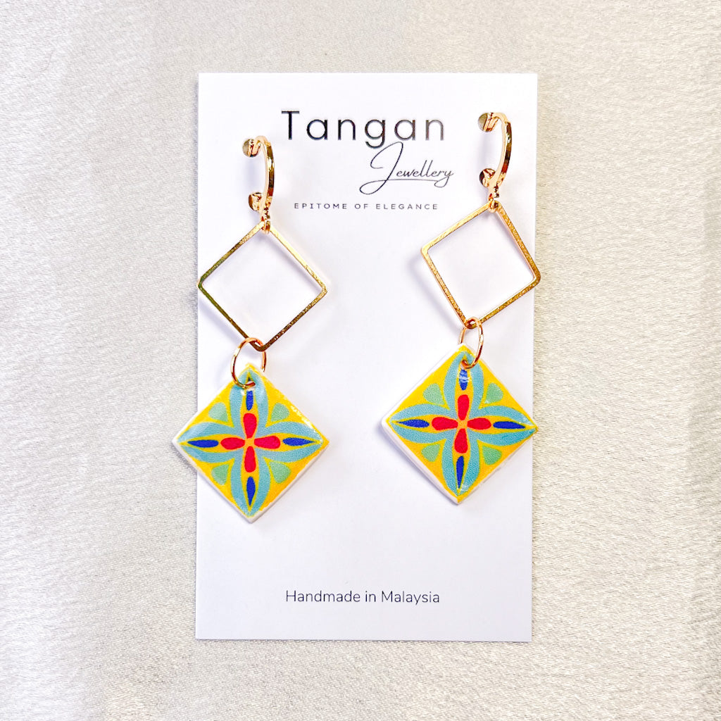 Peranakan Tile Hoop Earring