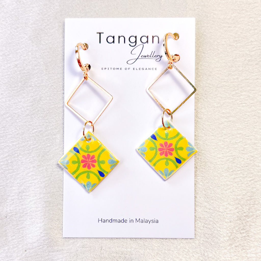 Peranakan Tile Hoop Earring