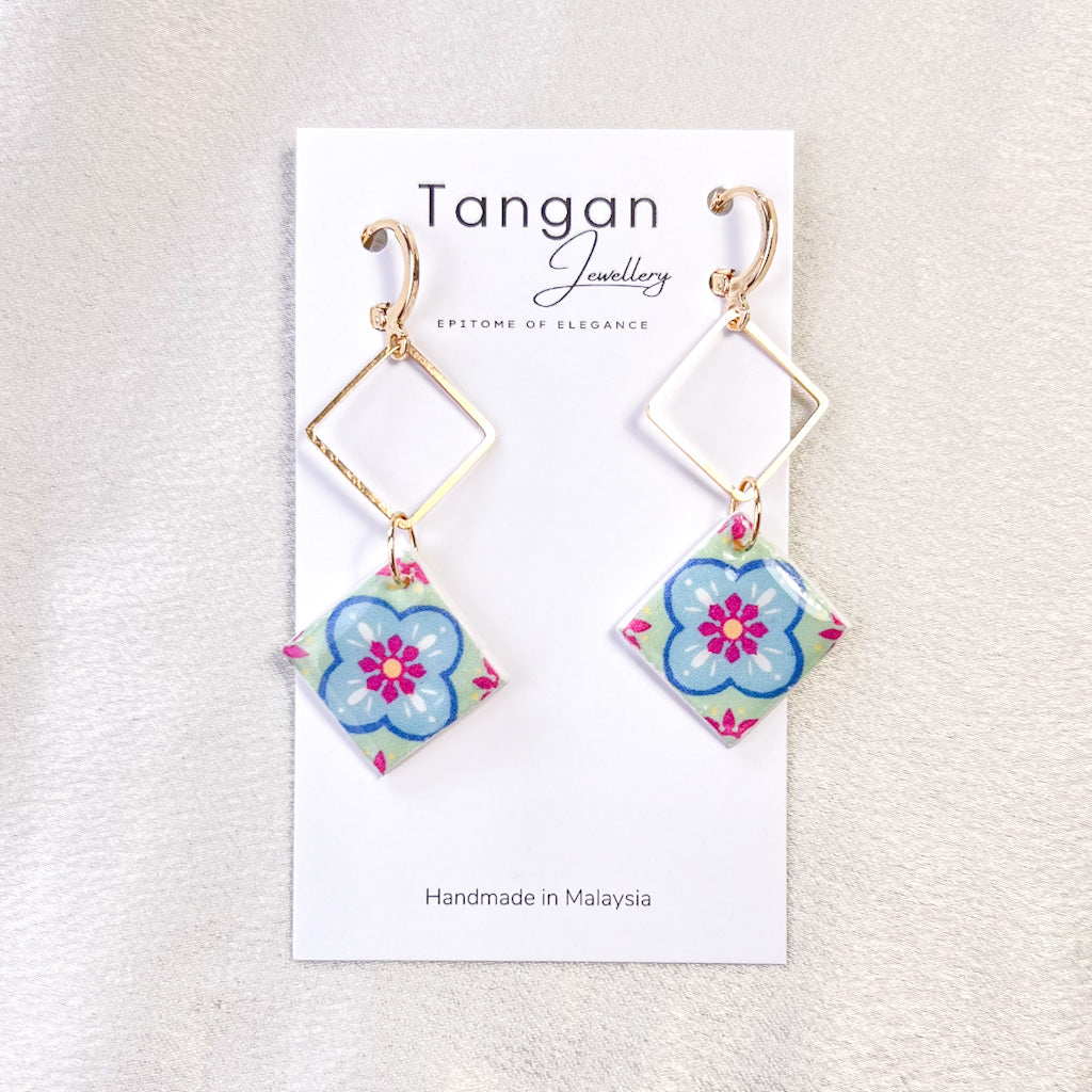 Peranakan Tile Hoop Earring