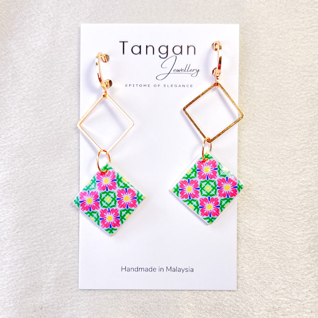 Peranakan Tile Hoop Earring