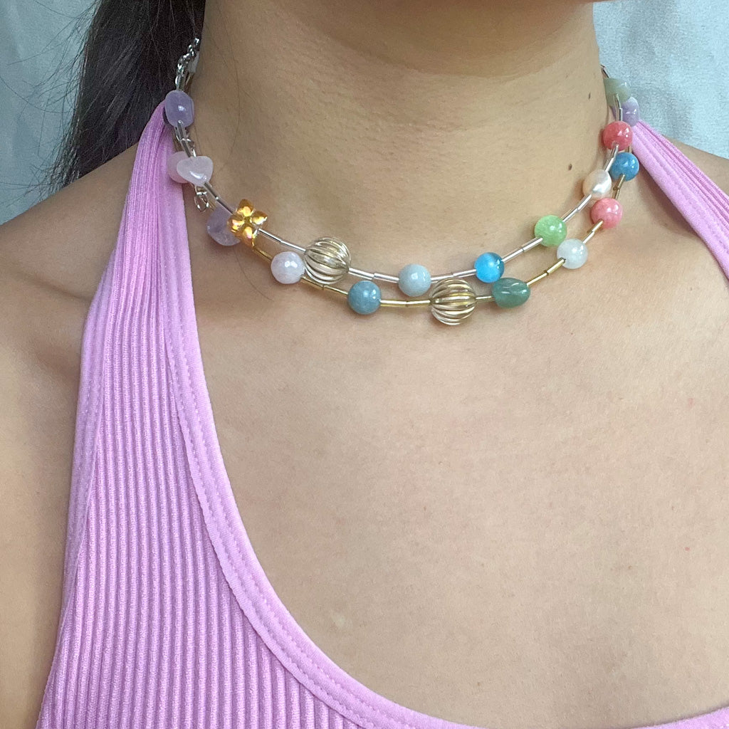 Multi-pastel Pearl Necklace