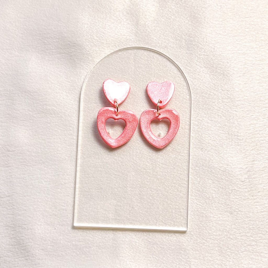 Pink Hearts Earring