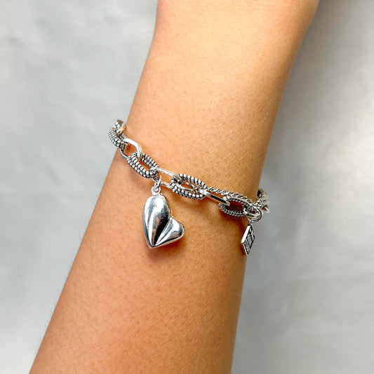 Silver Heart Chain Bracelet