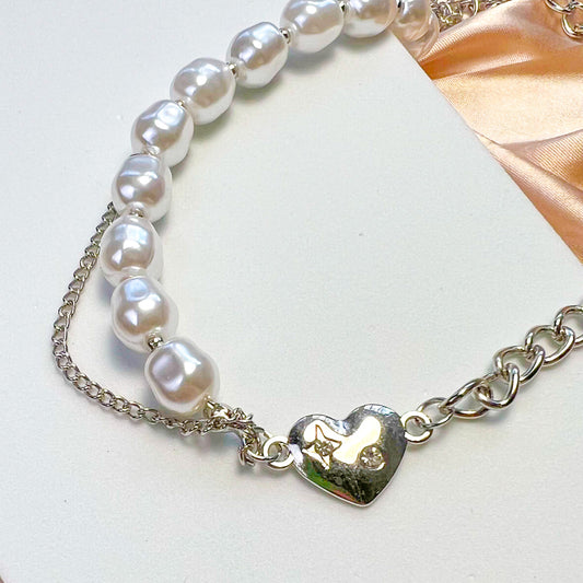 Heart Pearl Choker Necklace